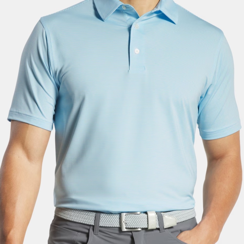 NWT Men's FootJoy MicroFeeder Stripe Golf Polo XXL 2XL blue and white